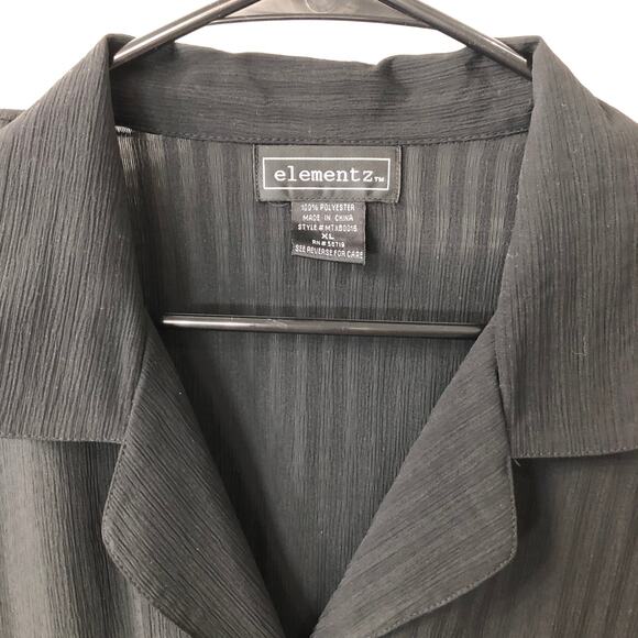 Elementz button down blouse black sheer stripes size XL - Picture 2 of 5